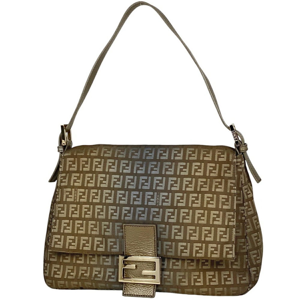 Fendi Mamma Bucket Shoulder Bag Zucchino Canvas Brown